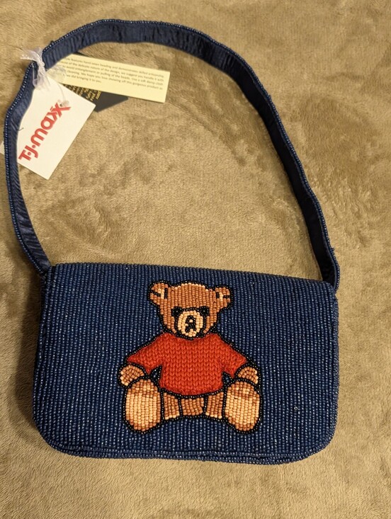 T.J.Maxx Handbags - Teddy Bear Beaded Navy Shoulder Bag